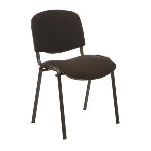 Image of Trexus Stackable Fabric Medium Back Chair Black Upholstery with Metal Frame
