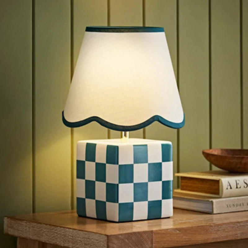 Image of Checkerboard Ceramic Table Lamp