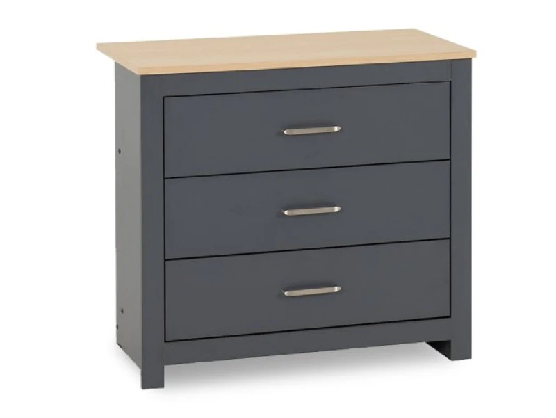 Image of Seconique Portland Grey and Oak 3 Drawer Chest of Drawers