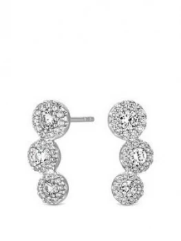 Image of Simply Silver Sterling Silver Cubic Zirconia Pave Floral Ear Climber Earrings