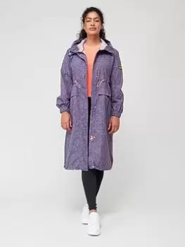 Image of Barbour International Woodvale Printed Longline Showerproof Jacket - Lilac, Purple, Size 12, Women
