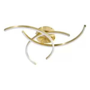 Image of Spa Lamia LED Cross Over Ceiling Light 30W Cool White Satin Brass