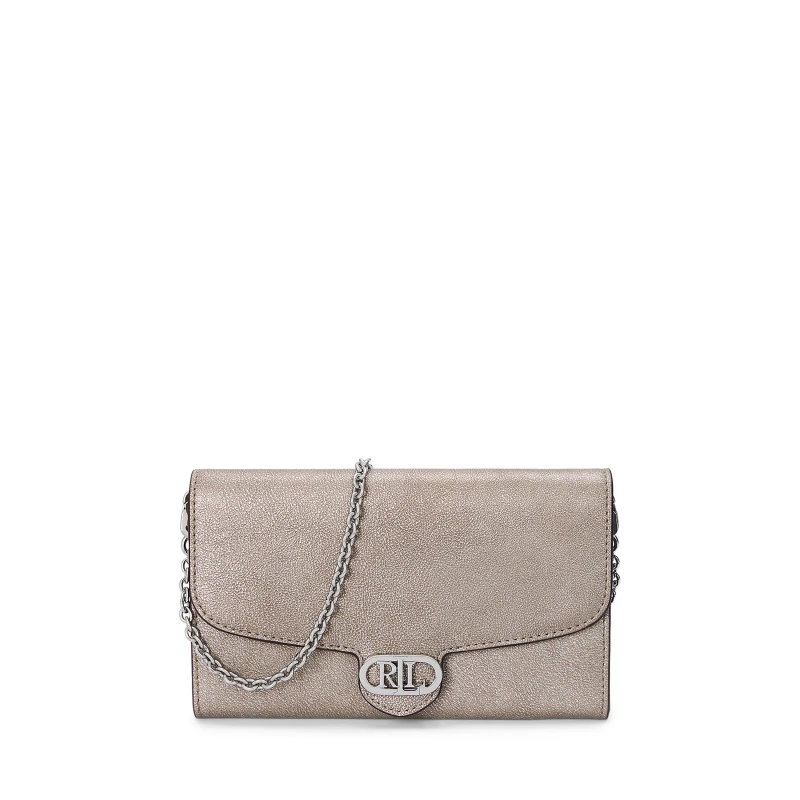 Image of Lauren Ralph Lauren Adair 20 Distressed Leather Crossbody Bag Silver female 431941880001