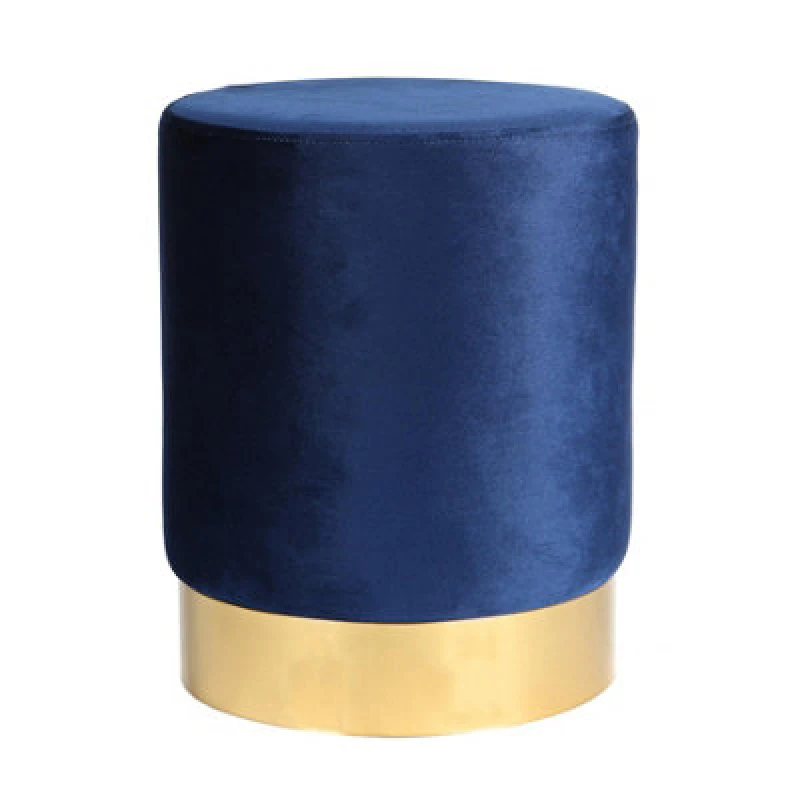Image of Harbour Housewares Velvet Pouffe - Round Luxe Living Room Bedroom Dressing Table Accent Footstool - 29 X 36Cm - Blue
