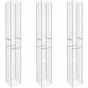 Image of Vidaxl - Gabion Baskets 3 pcs Galvanised Steel 25x25x197cm Silver
