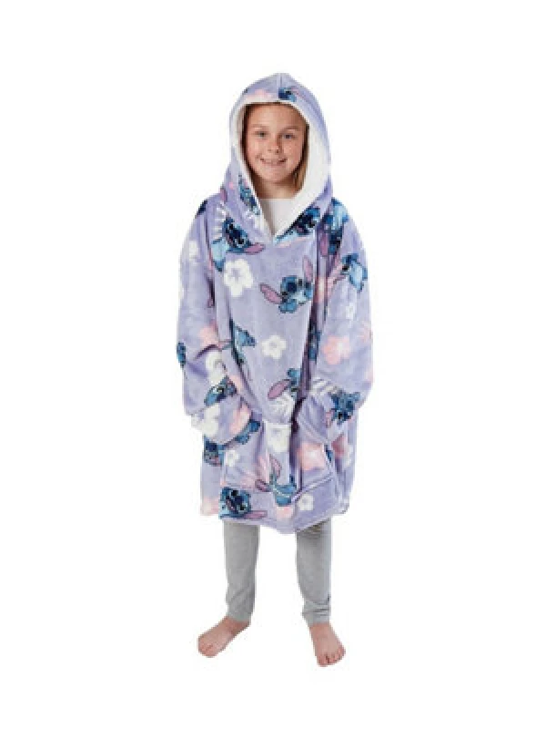 Image of Disney Lilo & Stitch Floral Wearable Hooded Fleece Blanket - Kids Size