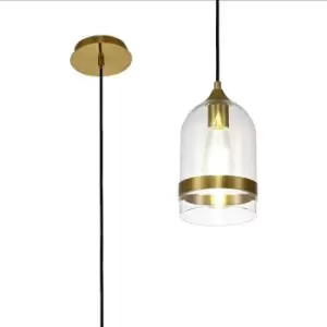 Image of Luminosa Pendant 15cm Dome, 1 x E27 (Max 20W), Ancient Brass & Clear