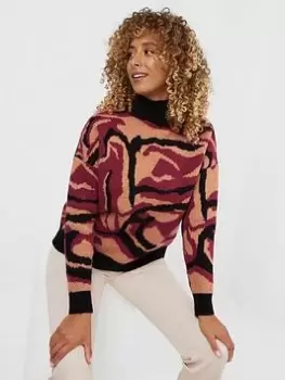 Image of Joe Browns Marble Animal Print Turtle Neck Jumper -multi, Multi, Size 14, Women