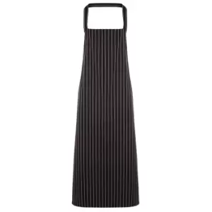 Image of Premier Ladies/Womens Stripe Apron / Workwear (Butchers Style) (One Size) (Black/ Grey)