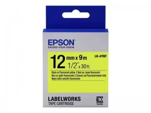 Image of Epson LK-4YBF Black on Fluorescent Yellow 12mm x 9m Labelling Tape