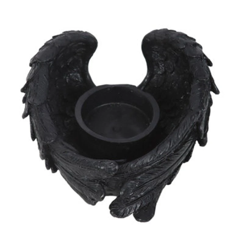 Image of Something Different Something Different Raven Wings Tea Light Holder in Black One Size Unisex 5063750840529
