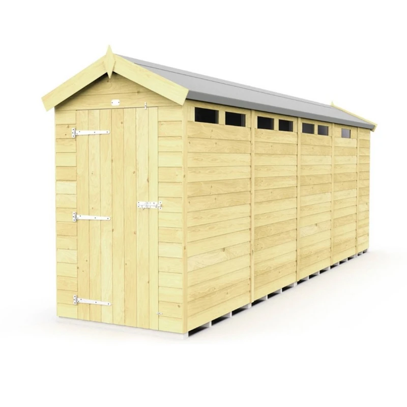 Image of Buttercup Farm 4 x 17 Feet Apex Security Shed - Single Door - L503 x W118 x H217cm in Brown Brown Unisex