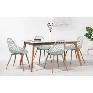 Image of Out & out York White 150cm Dining Table with 4 Aurora Chairs in Teal