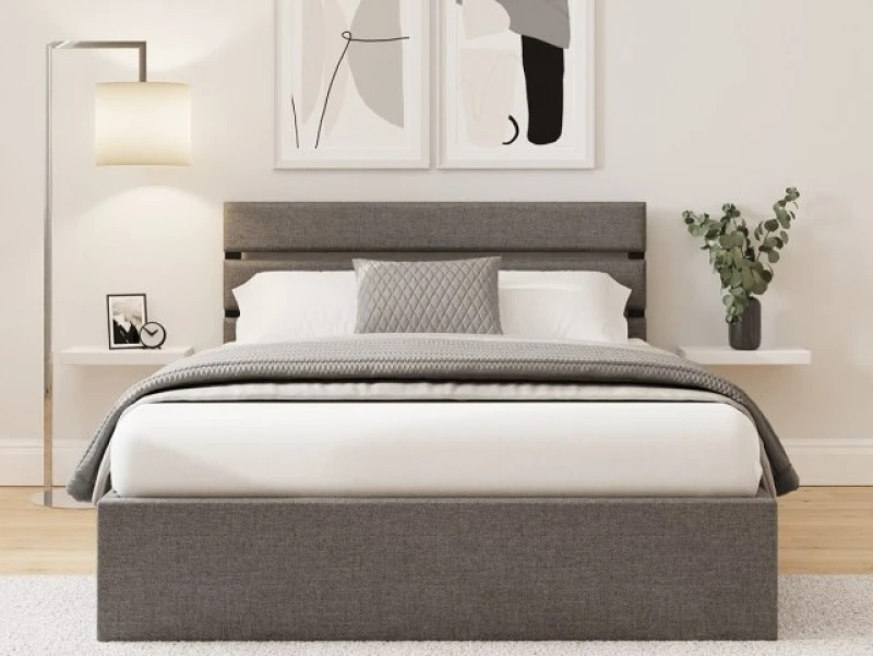 Image of GFW Hudson Grey Fabric Ottoman Bed Frame - 4ft6 Double