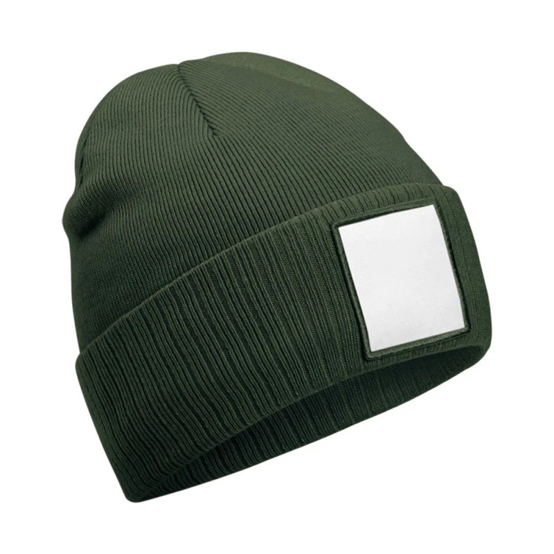 Image of Beechfield Beechfield Men Applique Patch Beanie in Olive Olive One Size Male 5063693968083