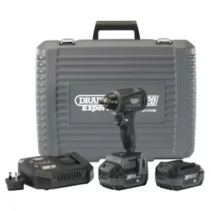 Image of Draper XP20 20V Brushless Impact Wrench, 3/8", 250Nm, 2 x 4.0Ah Batteries and Fast Charger