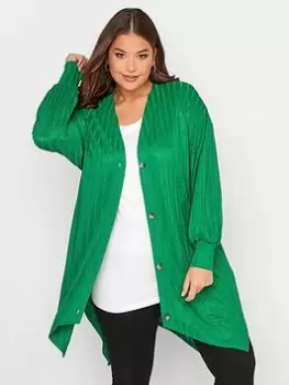 Image of Yours Textured V-neck Cardigan - Green , Green, Size 16, Women