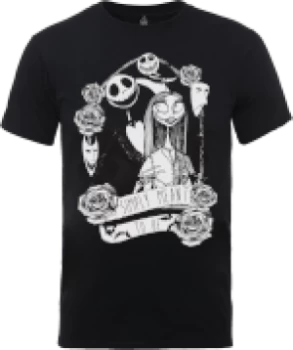 Image of Disney The Nightmare Before Christmas Jack Skellington And Sally Black T-Shirt - L - Black
