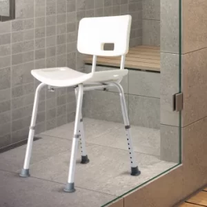 Image of HOMCOM Adjustable Non-Slip Shower and Bath Chair, 55Wx50.6Dx67.5-85.5H cm-Cream White