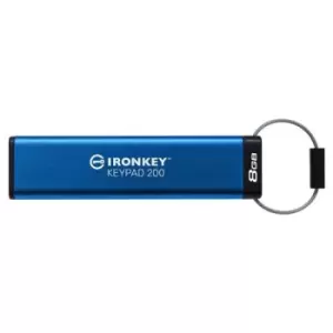Image of Kingston Technology IronKey Keypad 200 USB flash drive 8GB USB Type-A 3.2 Gen 1 (3.1 Gen 1) Blue