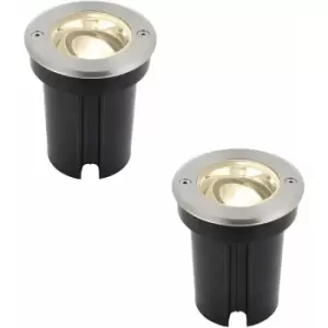 Image of 2 pack Stainless Steel IP67 Ground Light - 6W Warm White LED - Tilting Head