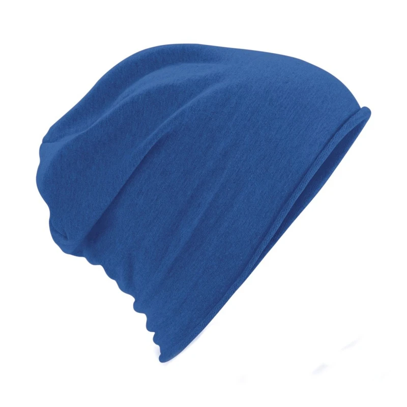 Image of Beechfield Beechfield Plain Jersey Beanie Hat in Blue Blue One Size Unisex 5054171892280