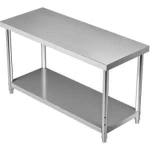 Image of Stainless Steel Prep Table, 60 x 24 x 34 Inch, 550lbs Load Capacity Heavy Duty Metal Worktable with Adjustable Undershelf, Commercial Workstation for