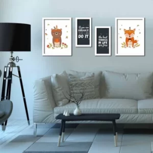 Image of 4P3040BCT020 Multicolor Decorative Framed MDF Painting (4 Pieces)