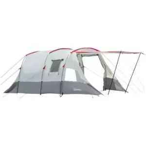 Image of Outsunny - 6-8 Person Tunnel Tent, Two-room Camping Tent with Carry Bag, Grey - Grey