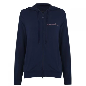 Image of Emporio Armani Signature Zip Through Hoodie Navy Size L Men