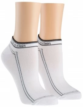Image of Calvin Klein Waistband logo 2 pair pack trainer socks White