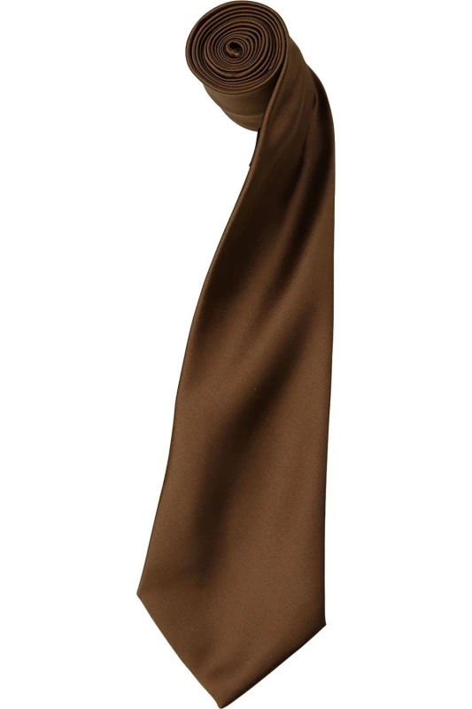 Image of Premier Premier Men Plain Satin Tie (Narrow Blade) Pack of 2 in Brown Brown One Size Male 5059269153007