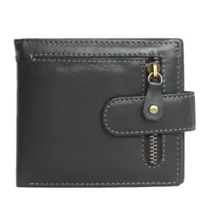 Image of Eastern Counties Leather Bi-Fold Wallet With Zip Detail (One size) (Black)