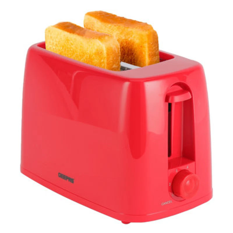 Image of Geepas 2 Slice Bread Toaster 6 Level Browning Control with Crumb Tray Small Slot Red