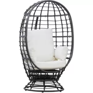 Image of Outsunny - Swivel Egg Chair Rattan Outdoor Chair with Cushion for Patio Black - Black