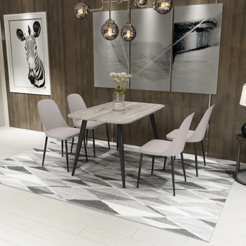 Image of Core Products Aspen Grey Oak Effect 120Cm Rectangular Dining Table With 4 Calico Plastic Duo Design Chairs