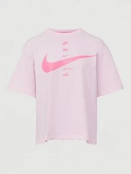 Image of Nike NSW Swoosh T-Shirt - Pink Foam, Size S, Women