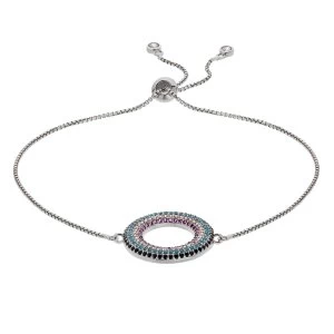 Image of Revere Silver Colour Blue Cubic Zirconia Cut Out Bracelet