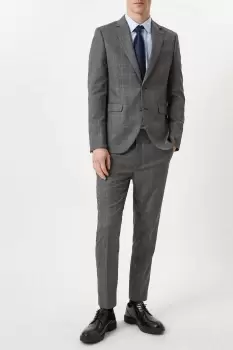 Image of Skinny Grey Blue Highlight Check Suit Trouser