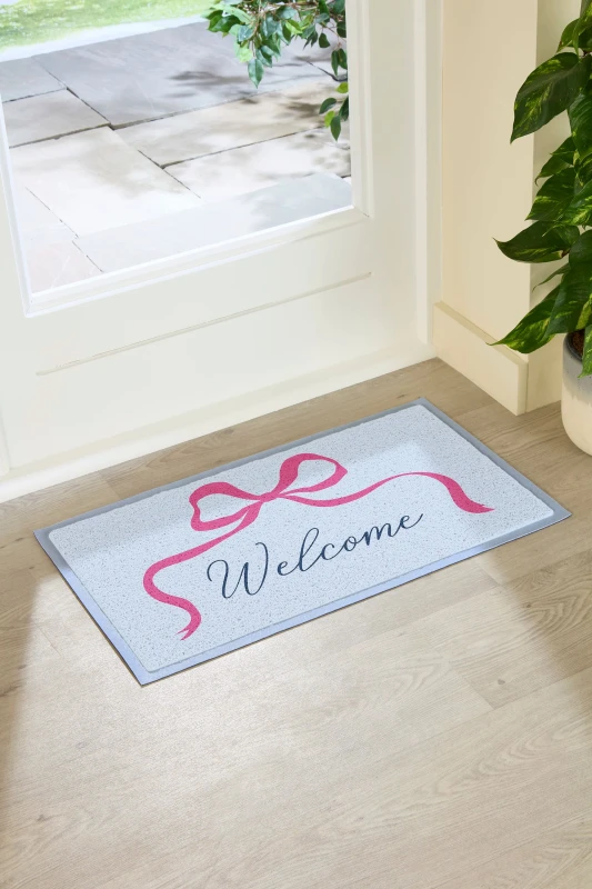 Image of Artsy Mats Welcome Bow Indoor Outdoor Doormat (70 X 40Cm), Blue 9.51E+12