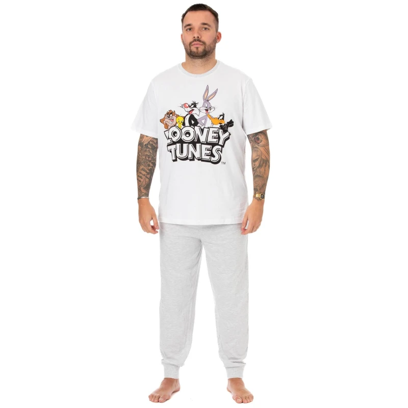 Image of Looney Tunes Short Sleeve Long Leg Pyjama Set White male