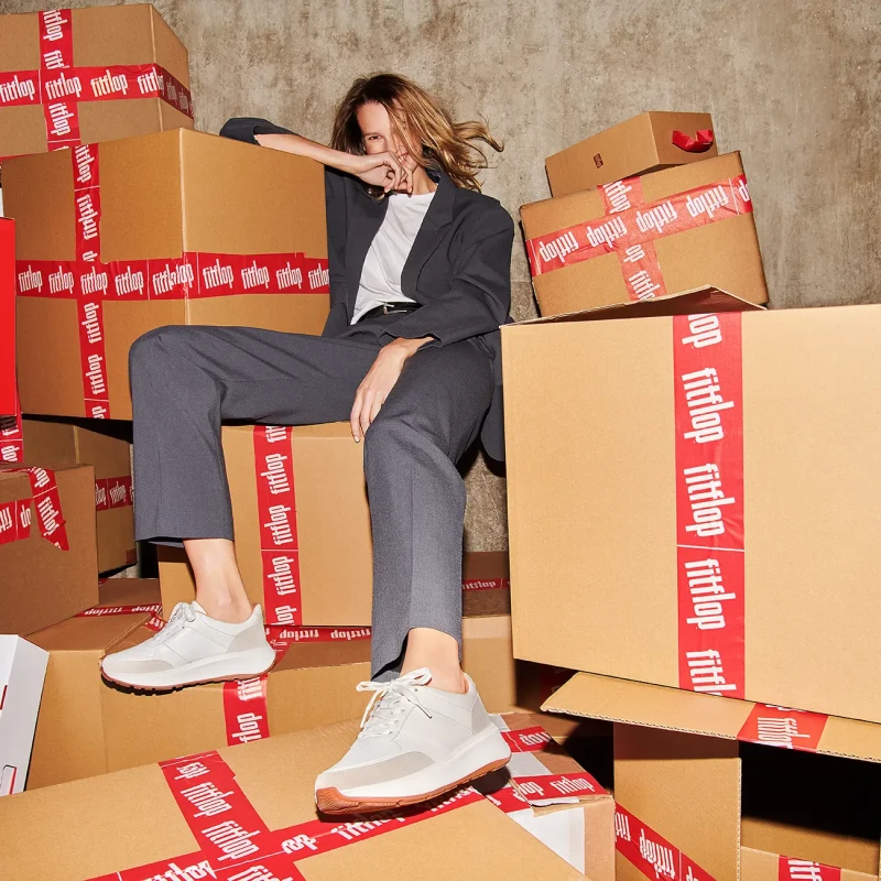 Image of FitFlop Womens leather Trainers FitFlop F-Mode Blanc Female 36