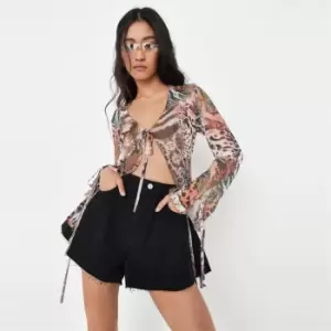 Image of Missguided Floaty Denim Shorts - Black