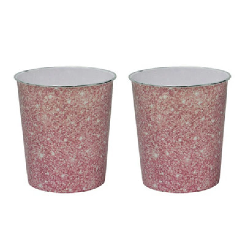 Image of Jvl Small Pink Sparkle Waste Paper Bins, 24.5Cmx26.5Cm, Set Of 2