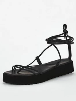 Image of Office Skinny Flat Sandal - Black