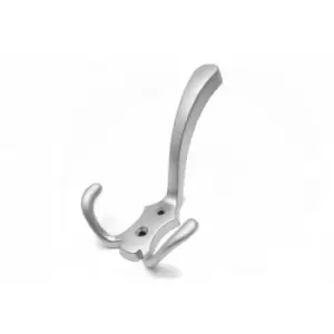 Image of Triple Hat Coat Hanger Hook Door Wall Bath With Fixings - Colour Aluminium - Pack of 9