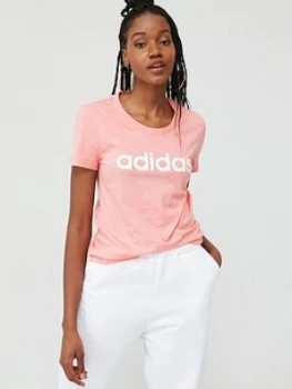 Image of Adidas Essentials Linear Slim T-Shirt - Pink