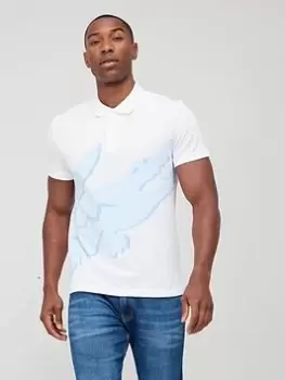 Image of Lacoste Summer Pack Large Croc Logo Polo Shirt - White, Size L, Men