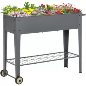 Image of Outsunny - Metal 104 x 39 x 80cm Raised Garden Bed w/ Wheels and Shelf for Garden