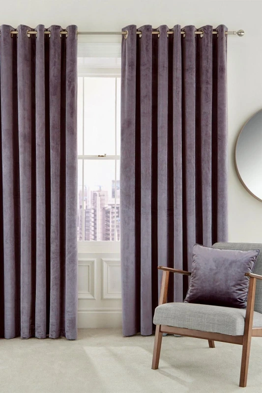 Image of Helena Springfield Helena Springfield 'Escala' Woven Lined Curtains in Lavender Size: 228cm width x 183cm drop Lavender 228cm width x 183cm drop Uni